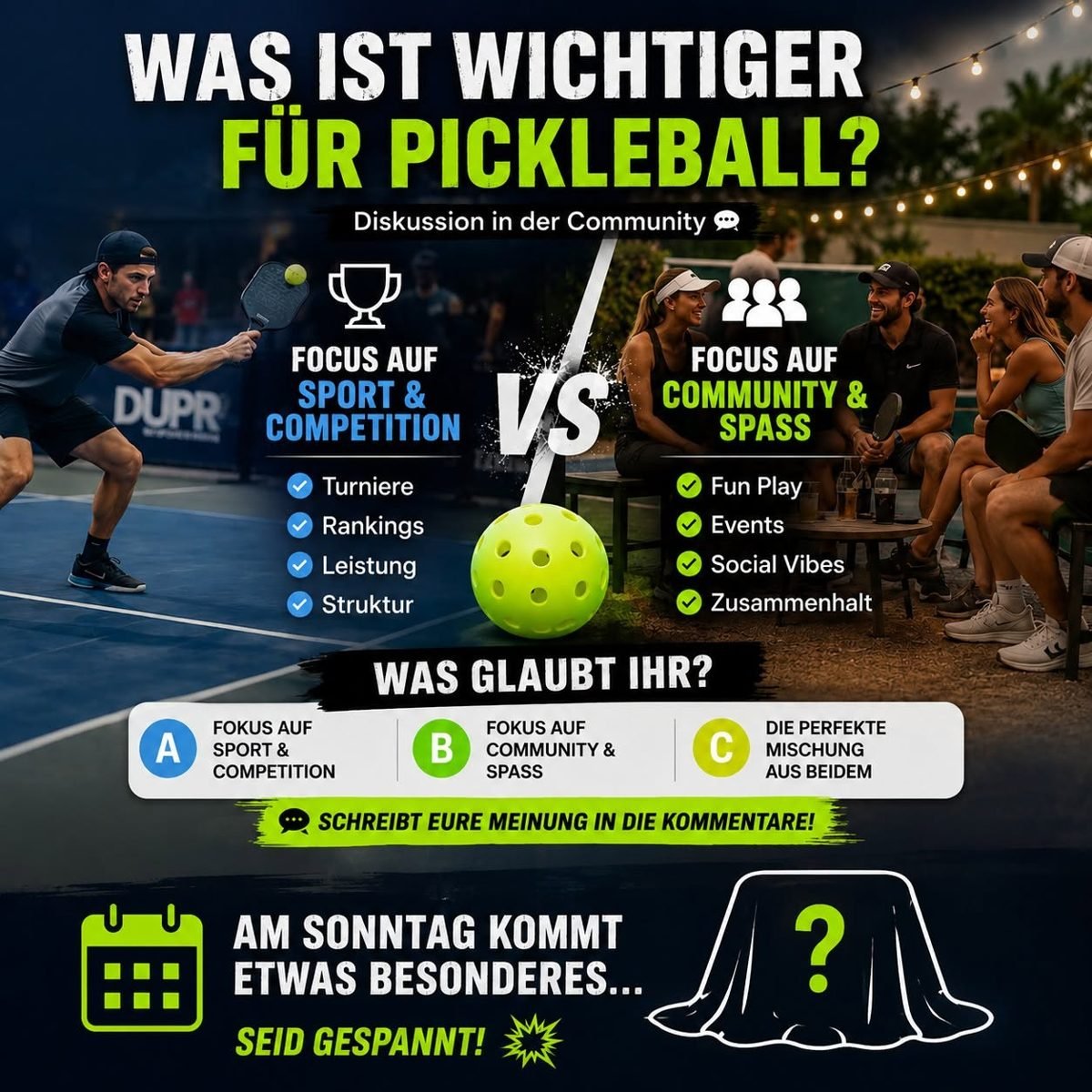 What matters more for pickleball: sport & competition or community & fun?